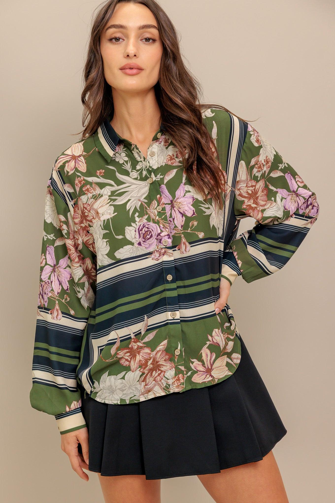 GARDEN CLUB FLORAL WOVEN TOP