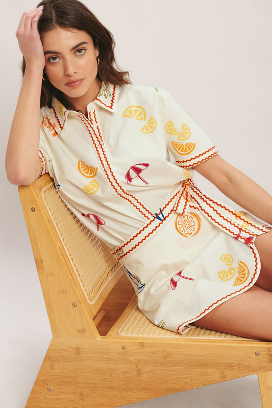 BEACH DAY CITRUS WOVEN TOP