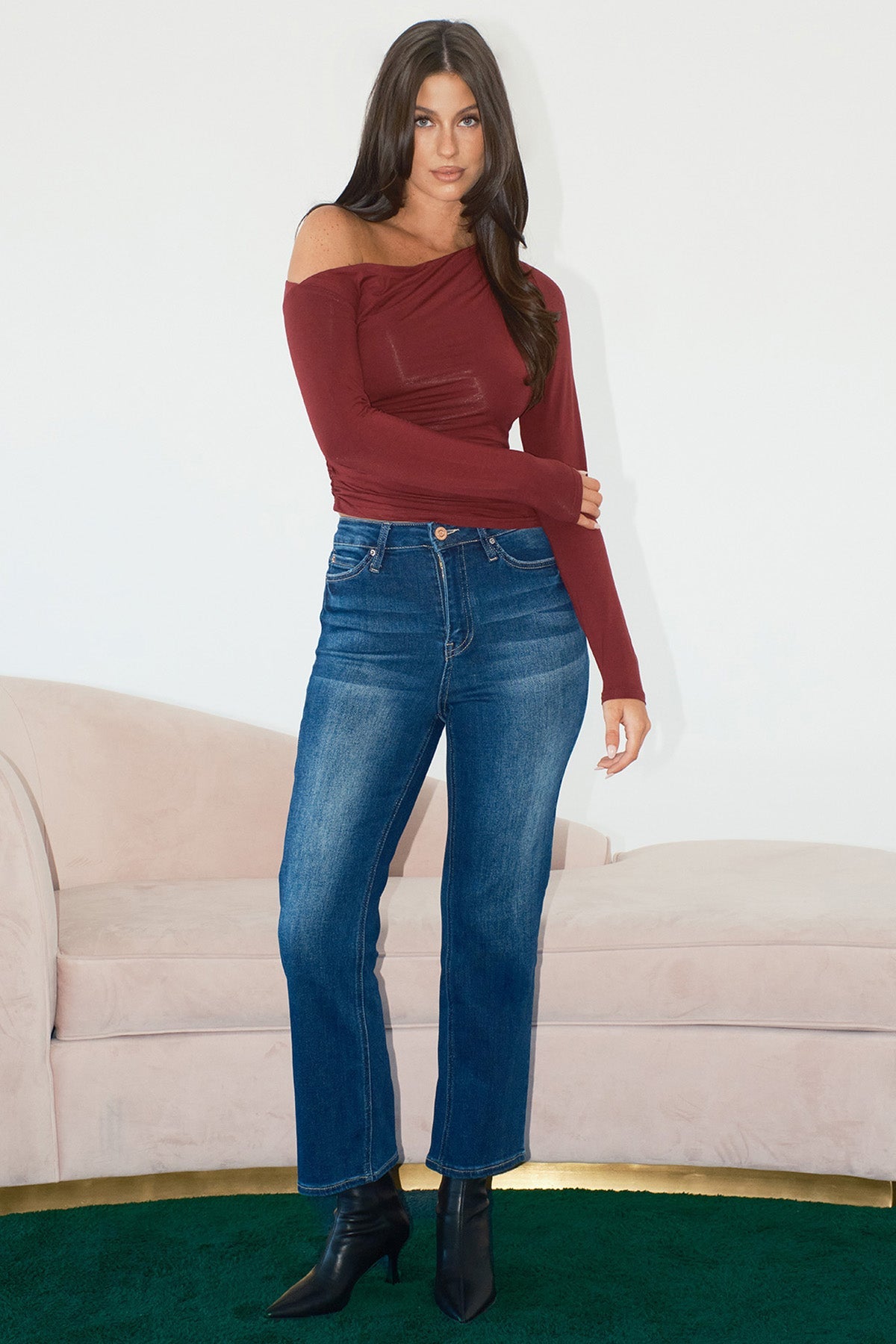 Women's Luxe High Rise Vintage Stretch Straight Leg Jeans