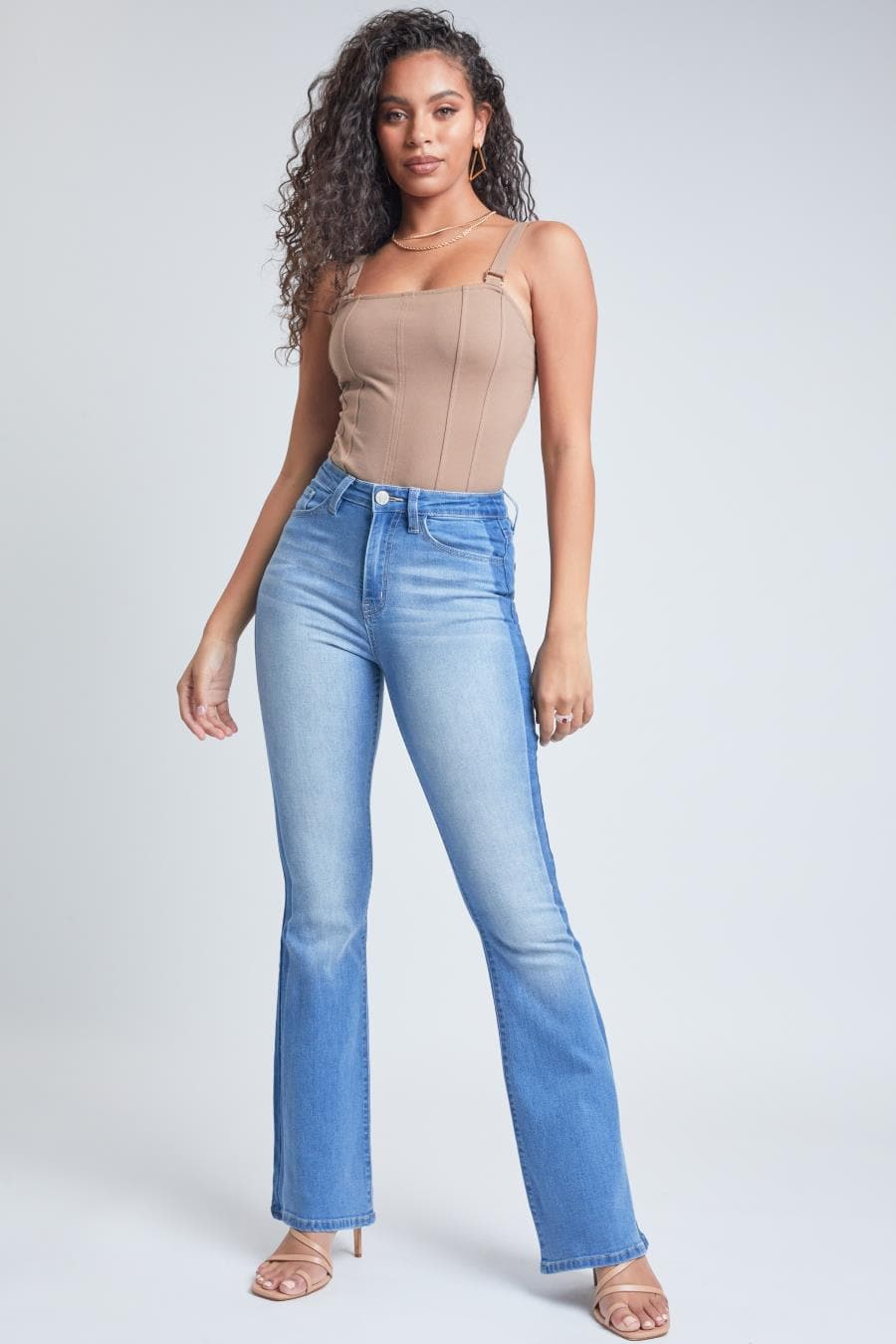 Women's Flare Jeans With Shadow Side Panel