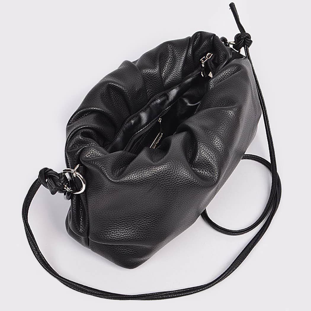 Shoulder Strap Leather Clutch: Black