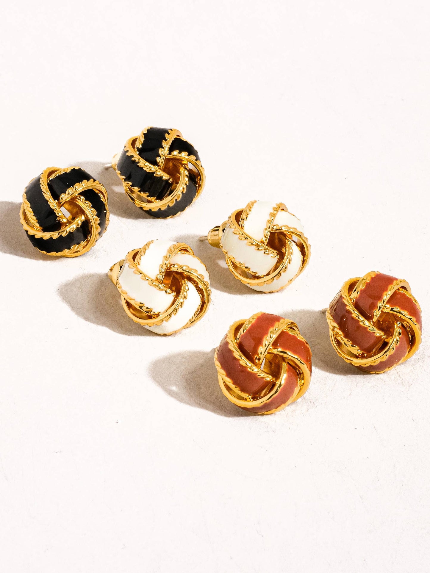 Astor 18K Gold Basket Weaved Ball Studs: Ivory