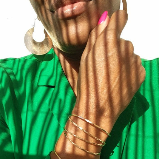 Metallic Hammered Cutout Cuff Bracelet