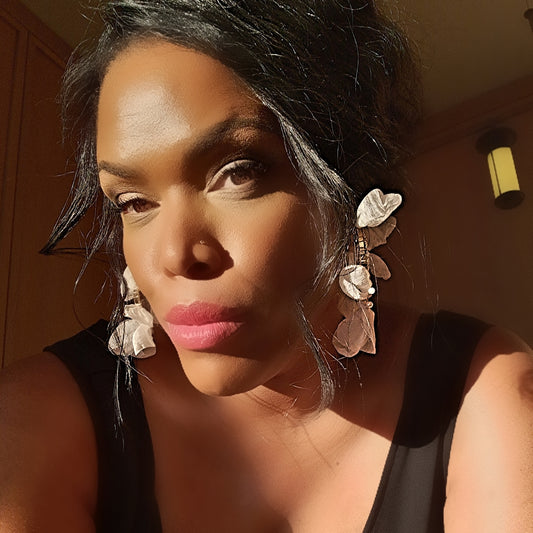 Lilly Flower and Pearl Gold Hoops