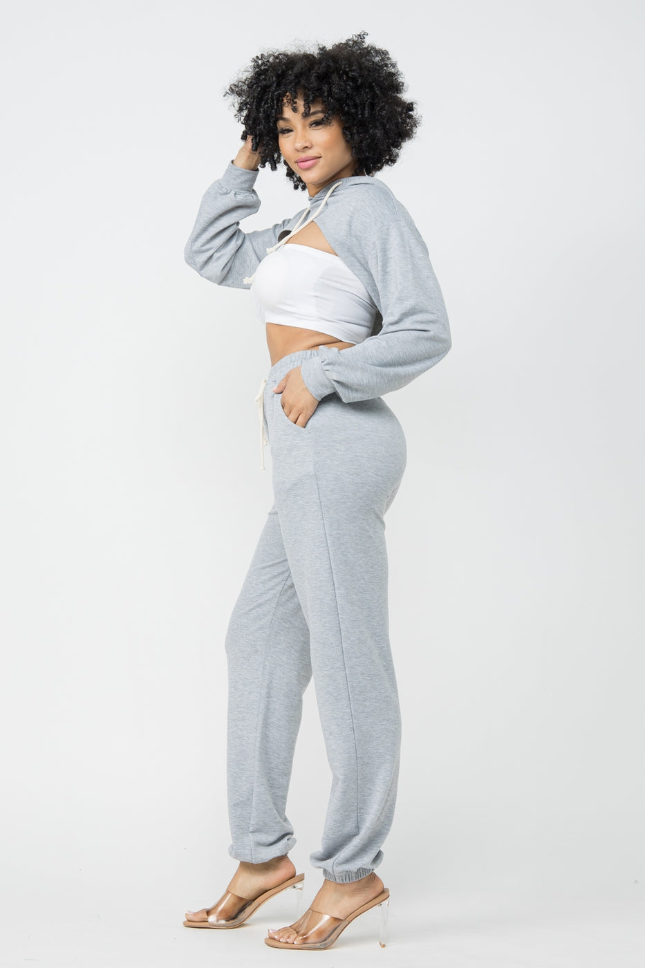 Downtown Chill Crop Hoodie & Jogger Pant Set