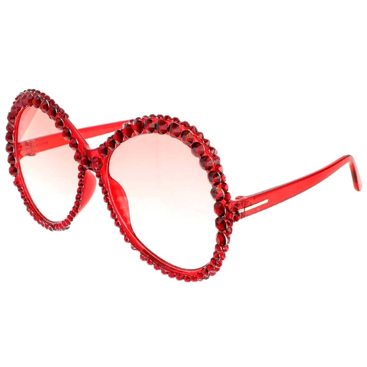 Accessories-Eyewear-Sunglasses-Red Crystal Accented Retro Sunglasses