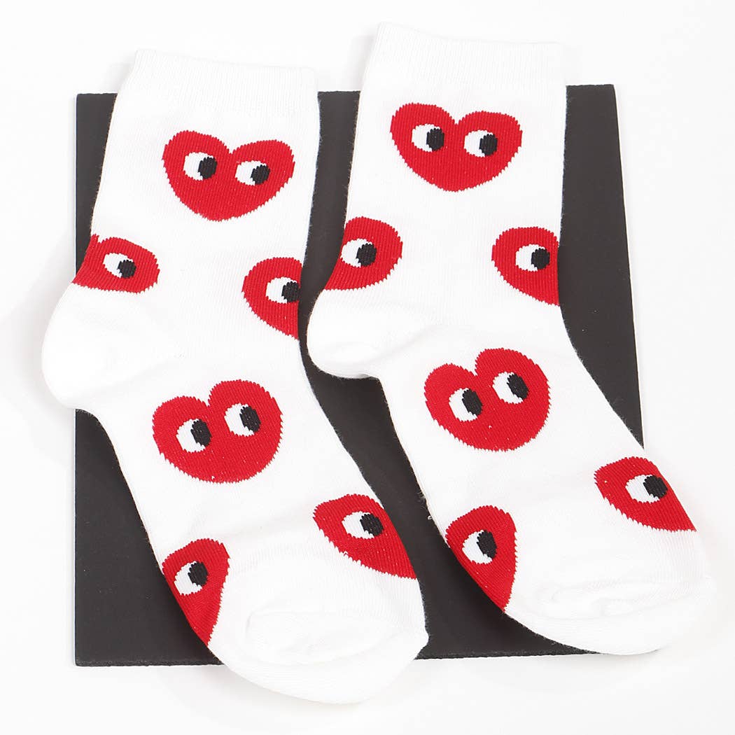 Accessories, Socks, Valentine's Socks, Side Eye Heart Crew Socks