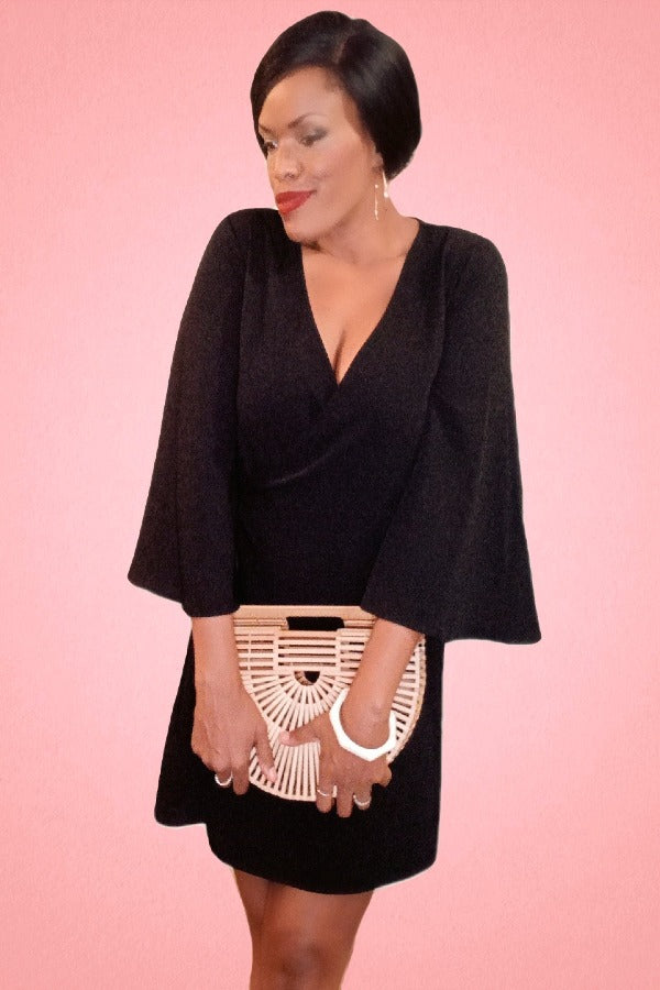 Classic Crepe Kimono Sleeve Wrap Dress, Little Black Dress, Black Dresses, Date Night Dresses, Dinner Dress, Night Out Dress, Occasion Dresses, Party Dresses, Classic Black Dresses, Travel Dresses, Affordable Fashion, Dresses, Women's Dresses, Stylish Black Dresses, Wrap Dress 