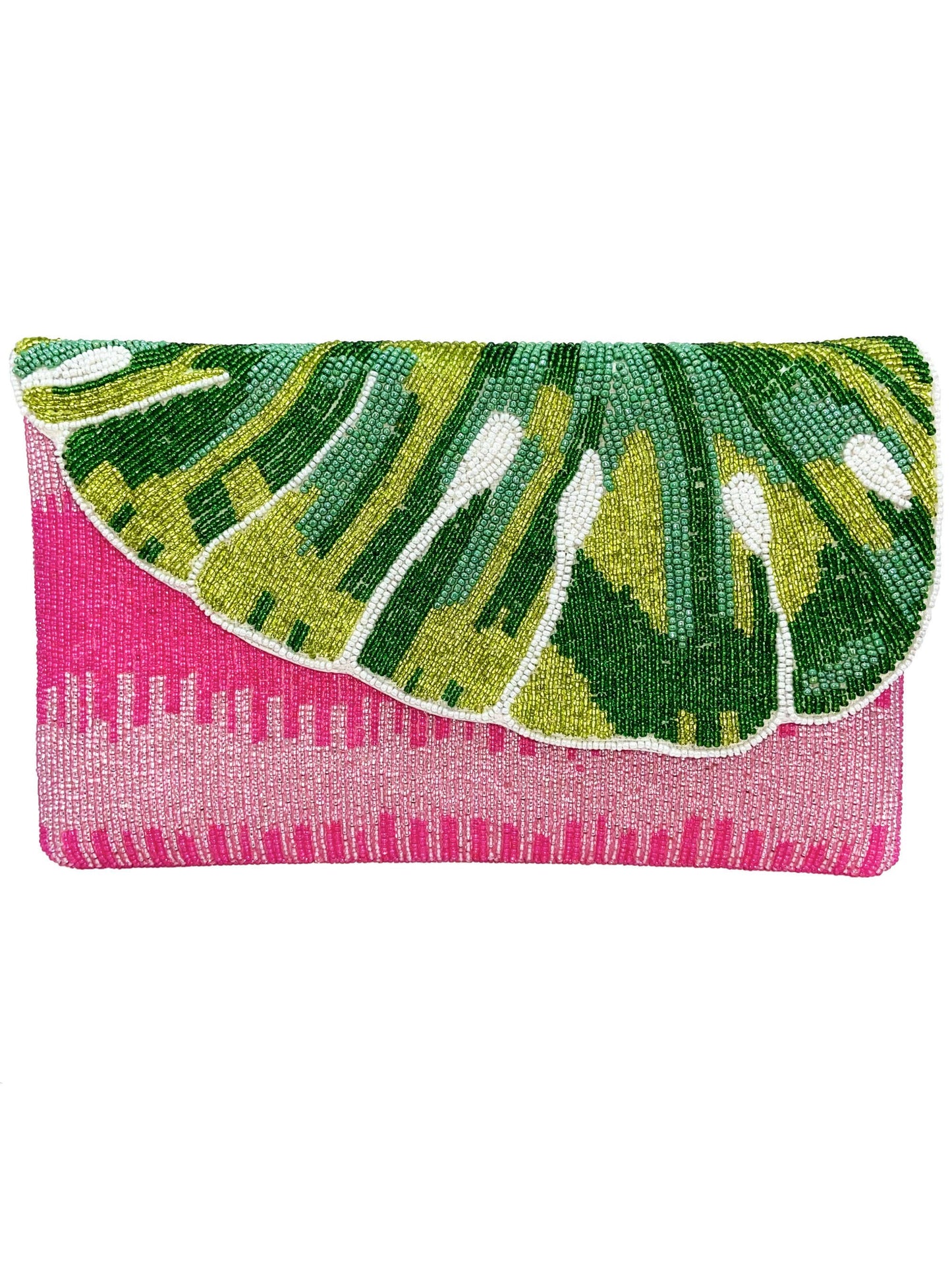 MONSTERA LEAF Beaded Clutch LAC-SS-731