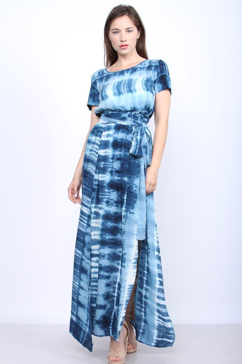 Ocean Breezes Tie Dye Short Sleeve Top and Maxi Skirt Yen Store US 