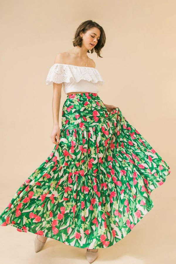Bottoms, Skirts, Spring Skirts, Floral Skirts, Spring Awakening Printed Maxi Skirt 