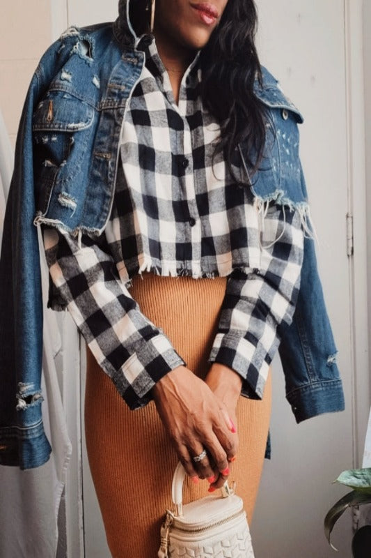 Tops, Plaid Top, Cropped Shirts 