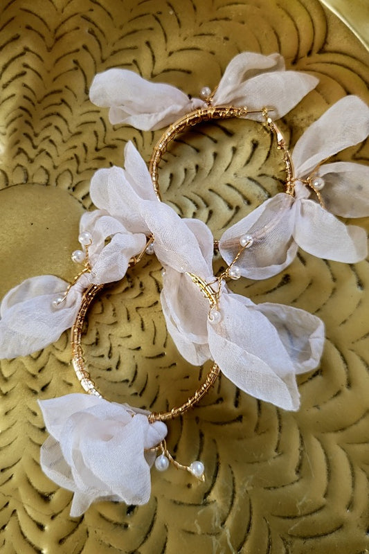 Lilly Flower and Pearl Gold Hoops