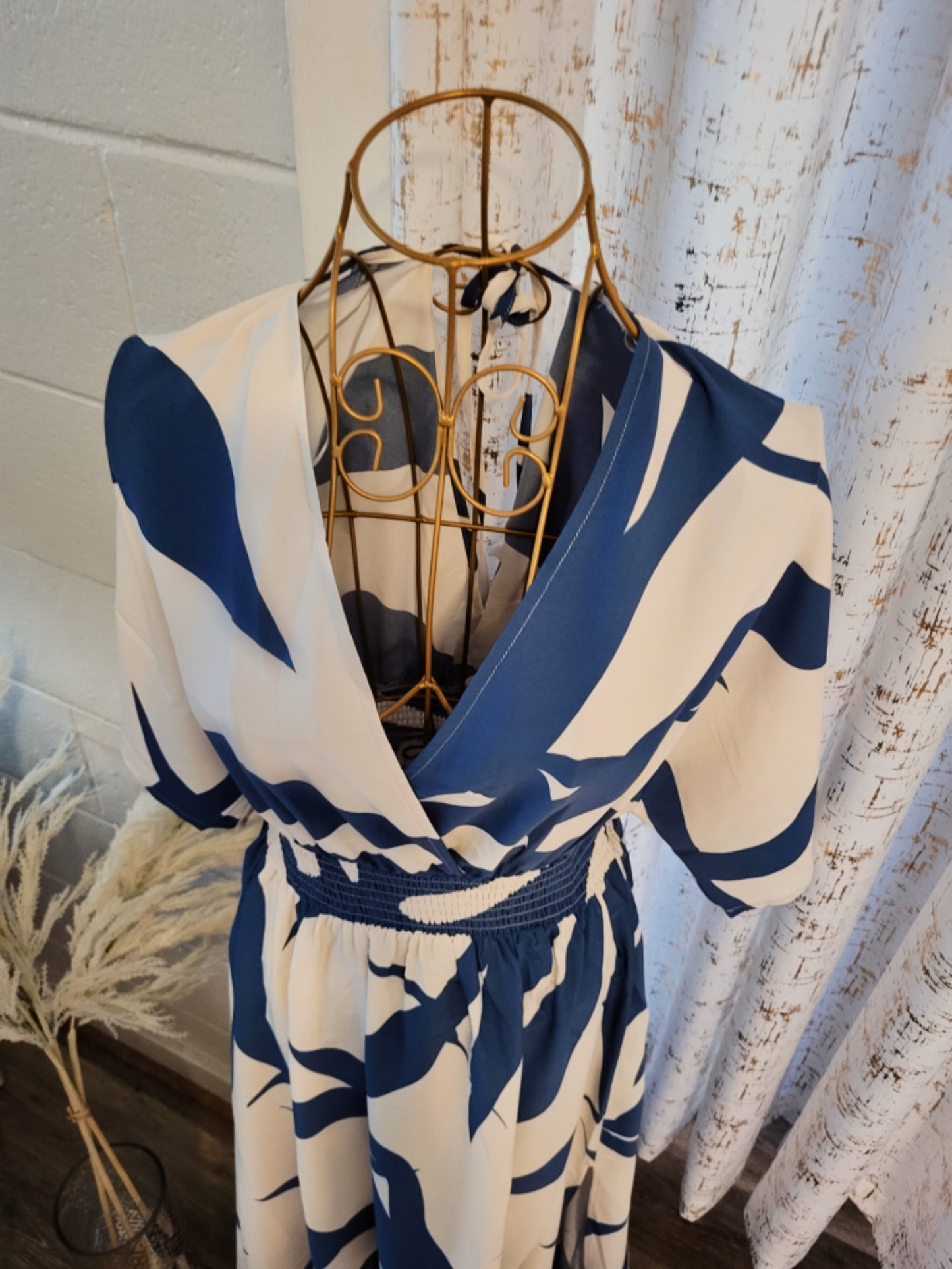 Kimono Sleeve Side Slit Printed Dress