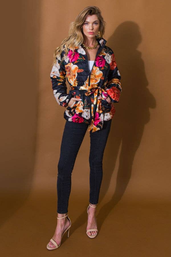Full Blooms Floral Puffer Jacket