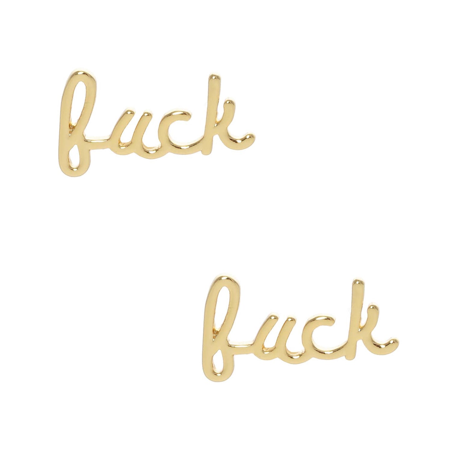 Gold Dipped Word Post Earrings
