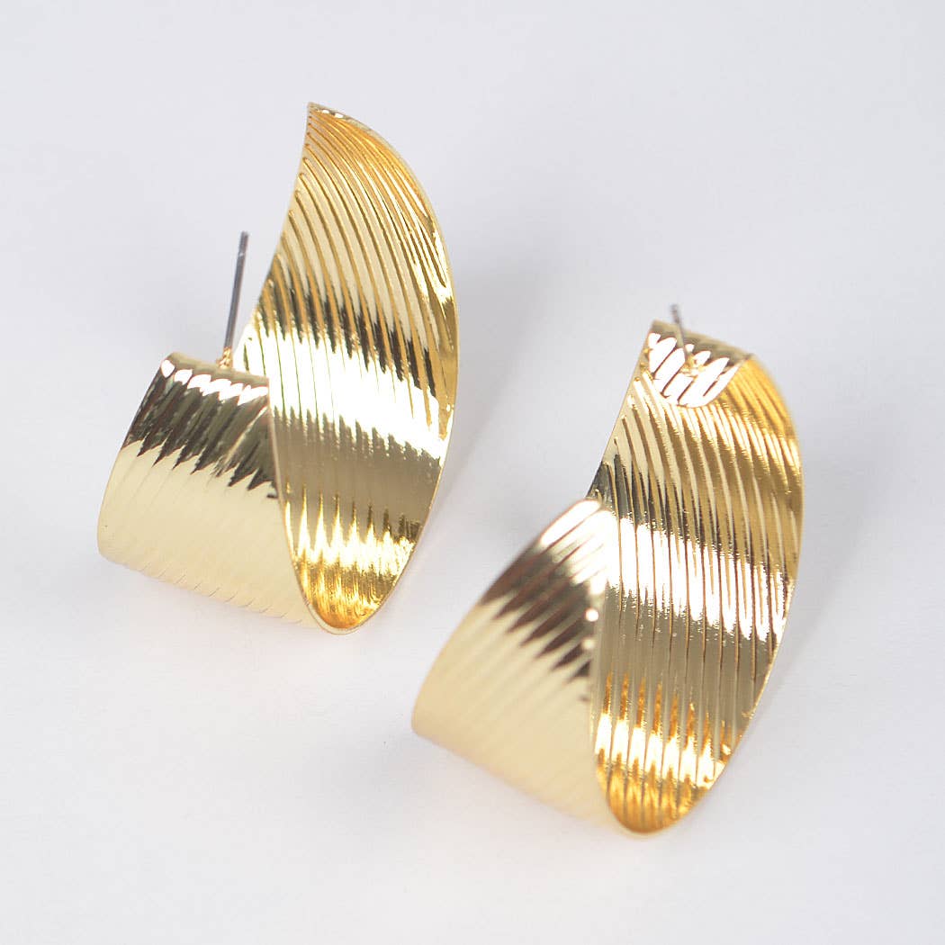 Wide Textured Gold Hoop Earrings