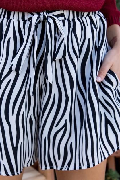 Zebra Print Tie Front Summer Shorts bottoms Yen Store US 